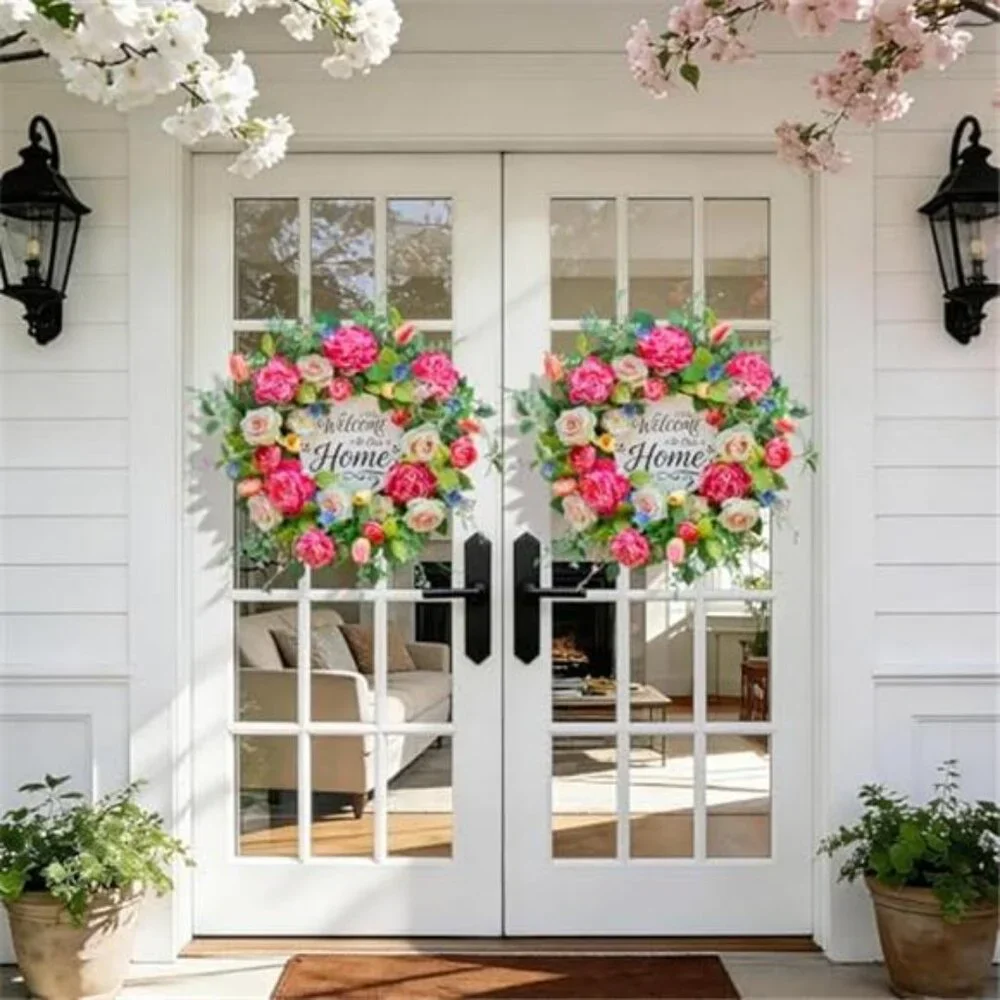 Spring Wreath for Front Door Floral Design, 24 Inch